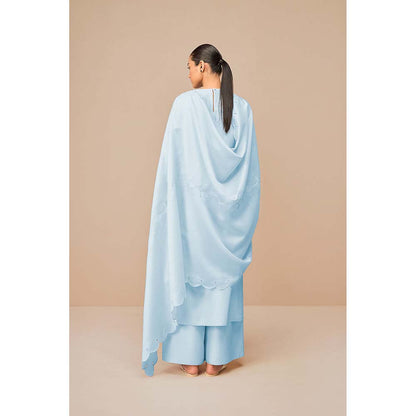 AMPM Svara Ice Blue Kurta with Palazzo and Dupatta (Set of 3)
