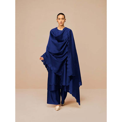 AMPM Svara Deep Blue Kurta with Palazzo and Dupatta (Set of 3)