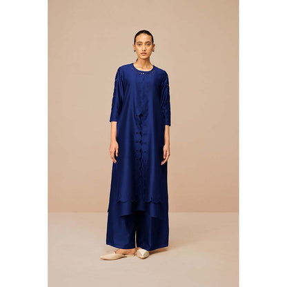 AMPM Svara Deep Blue Kurta with Palazzo and Dupatta (Set of 3)