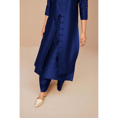 AMPM Svara Deep Blue Kurta with Palazzo and Dupatta (Set of 3)