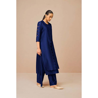 AMPM Svara Deep Blue Kurta with Palazzo and Dupatta (Set of 3)