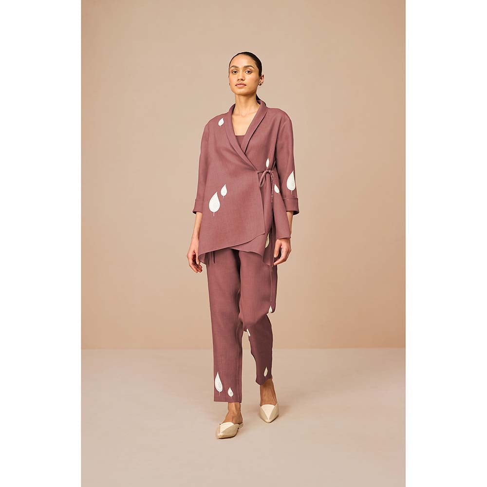 AMPM Mauve Dahlia Printed Co-Ord (Set of 3)