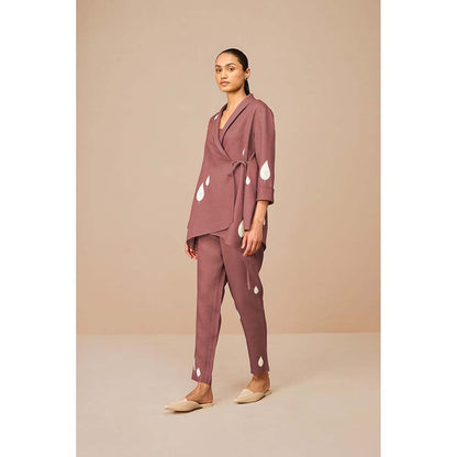 AMPM Mauve Dahlia Printed Co-Ord (Set of 3)