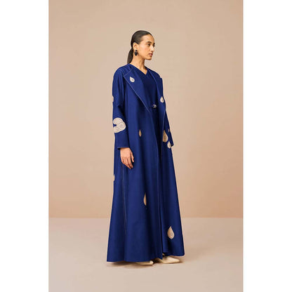 AMPM Blue Azar Printed Jacket with Inner and Belt (Set of 3)