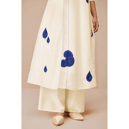 AMPM White Ophira Printed Kurta with Palazzo and Dupatta (Set of 3)