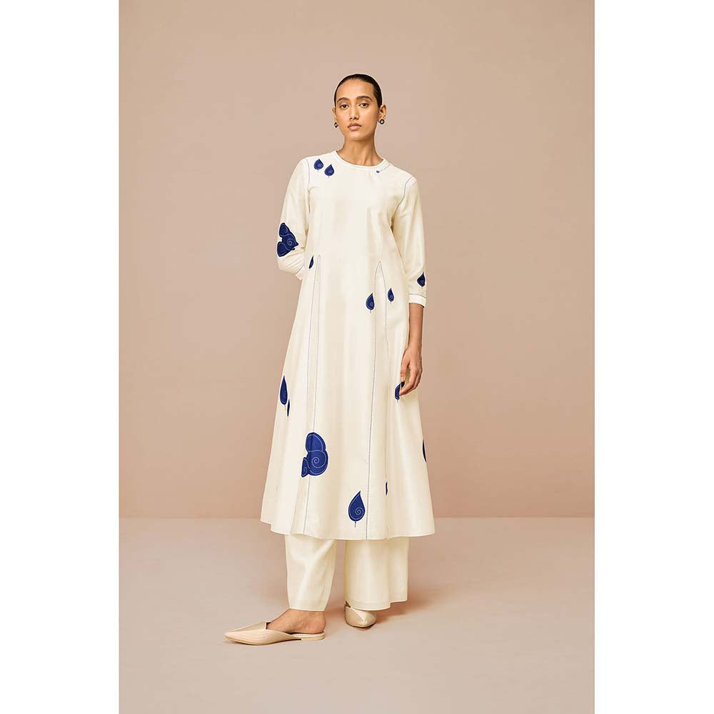 AMPM White Ophira Printed Kurta with Palazzo and Dupatta (Set of 3)
