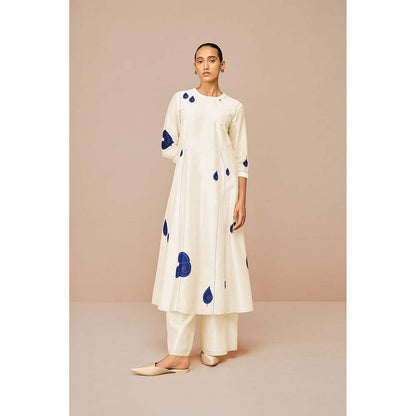 AMPM White Ophira Printed Kurta with Palazzo and Dupatta (Set of 3)