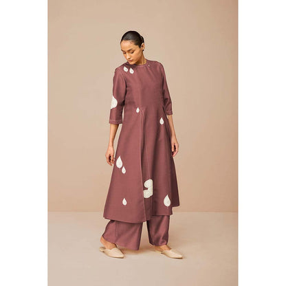 AMPM Mauve Ophira Printed Kurta with Palazzo and Dupatta (Set of 3)