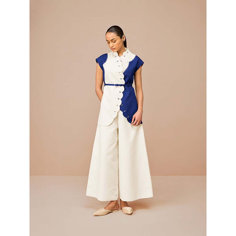 AMPM Blue Vivia Colorblock Jacket with Belt and Palazzo (Set of 3)