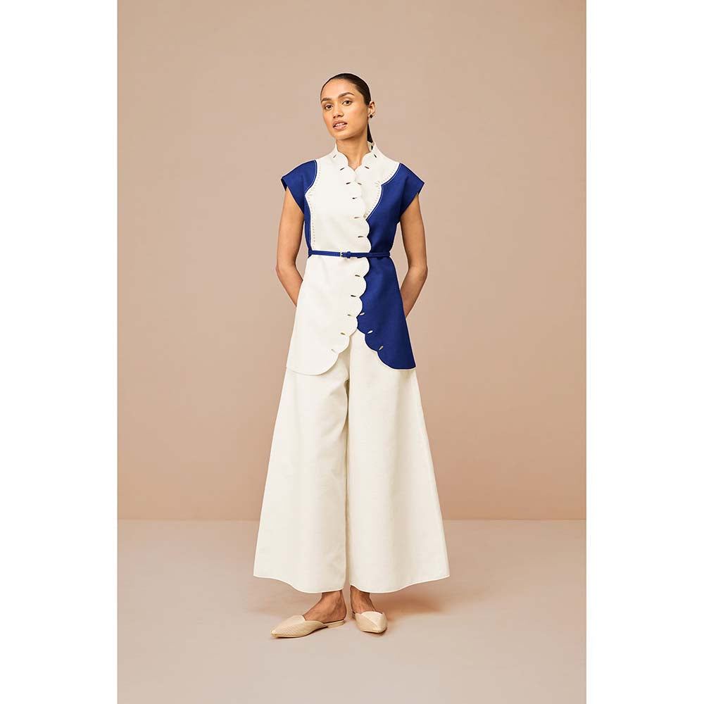 AMPM Blue Vivia Colorblock Jacket with Belt and Palazzo (Set of 3)