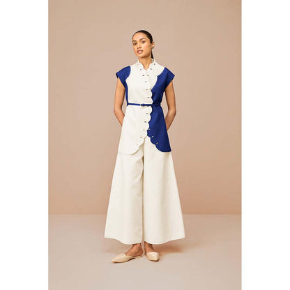 AMPM Blue Vivia Colorblock Jacket with Belt and Palazzo (Set of 3)