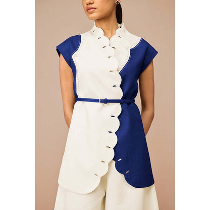 AMPM Blue Vivia Colorblock Jacket with Belt and Palazzo (Set of 3)