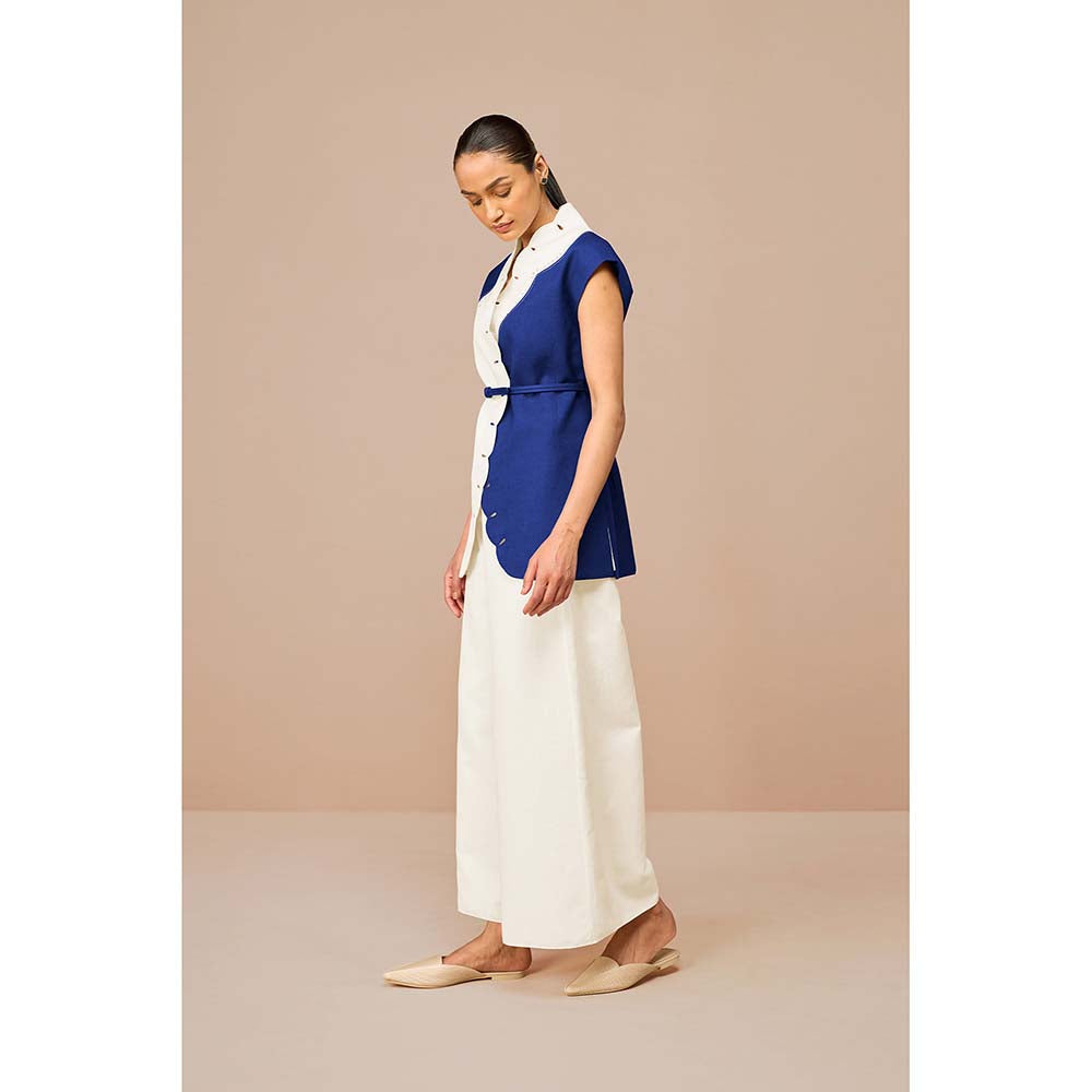 AMPM Blue Vivia Colorblock Jacket with Belt and Palazzo (Set of 3)