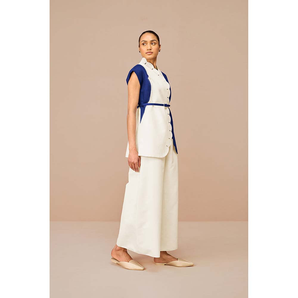 AMPM Blue Vivia Colorblock Jacket with Belt and Palazzo (Set of 3)