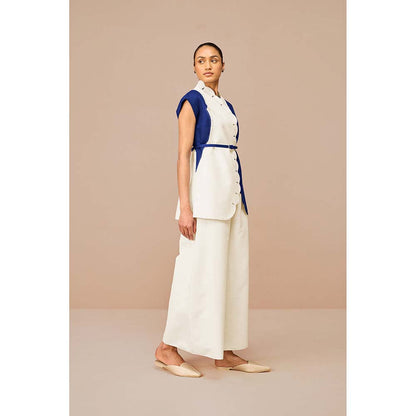 AMPM Blue Vivia Colorblock Jacket with Belt and Palazzo (Set of 3)