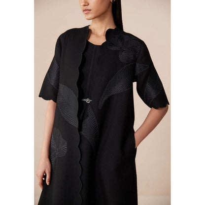 AMPM Black Wool Embroidered Coat