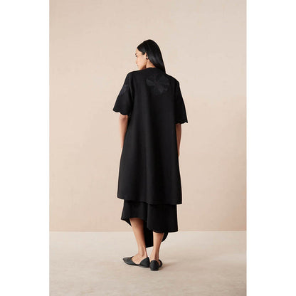AMPM Black Wool Embroidered Coat