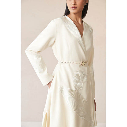 AMPM Marwa Ivory Jacket with Skirt and Belt