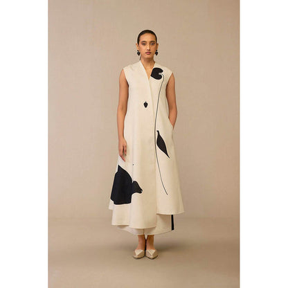 AMPM Dilshad Ivory Jacket with Palazzo