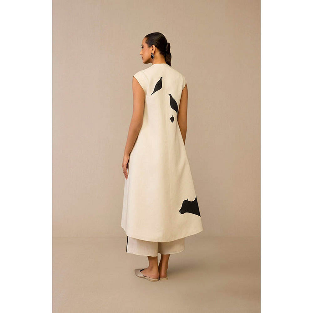 AMPM Dilshad Ivory Jacket with Palazzo