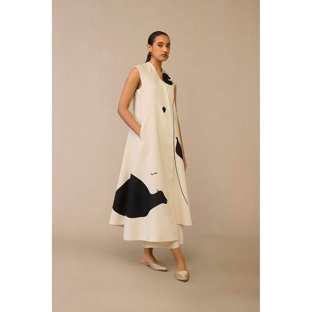AMPM Dilshad Ivory Jacket with Palazzo