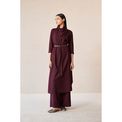 AMPM Razan Burgundy Kurta with Palazzo