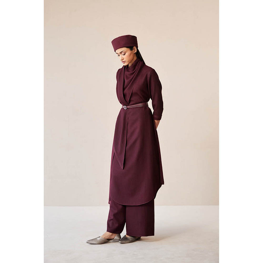 AMPM Razan Burgundy Kurta with Palazzo