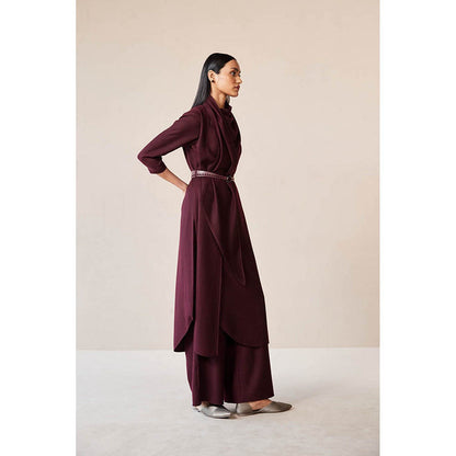 AMPM Razan Burgundy Kurta with Palazzo