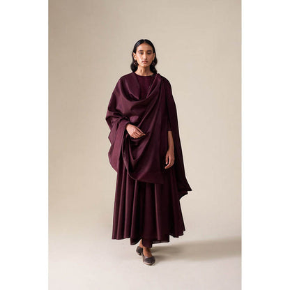 AMPM Dilana Burgundy Anarkali Kurta with Palazzo and Dupatta