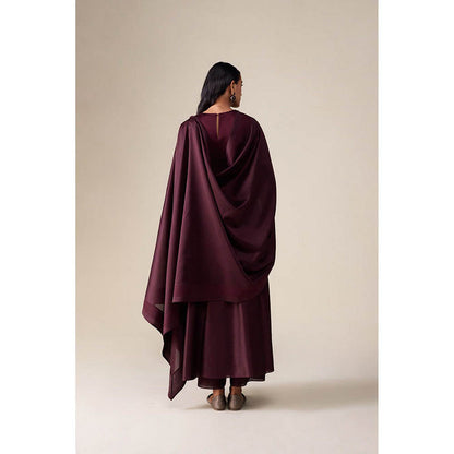 AMPM Dilana Burgundy Anarkali Kurta with Palazzo and Dupatta