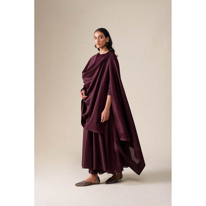 AMPM Dilana Burgundy Anarkali Kurta with Palazzo and Dupatta