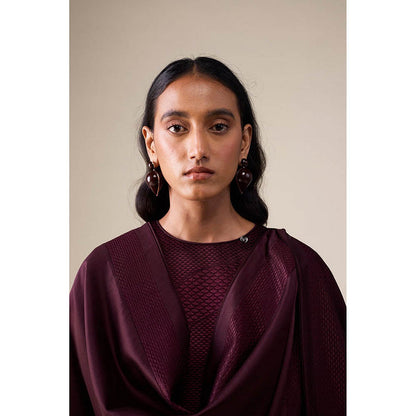 AMPM Dilana Burgundy Anarkali Kurta with Palazzo and Dupatta
