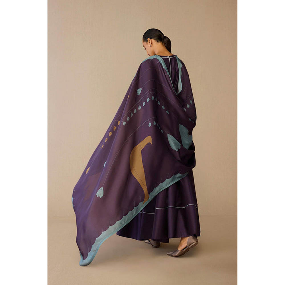 AMPM Viha Purple Anarkali Kurta with Pant and Dupatta
