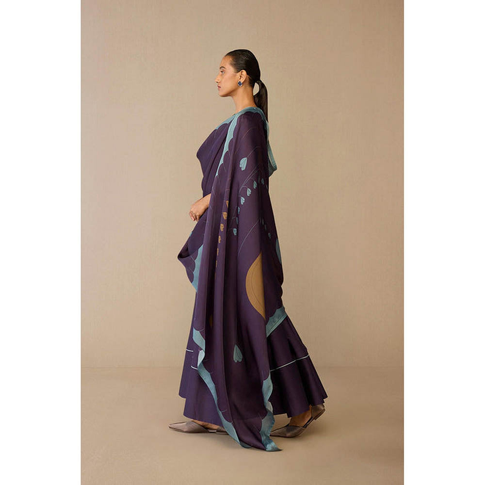 AMPM Viha Purple Anarkali Kurta with Pant and Dupatta