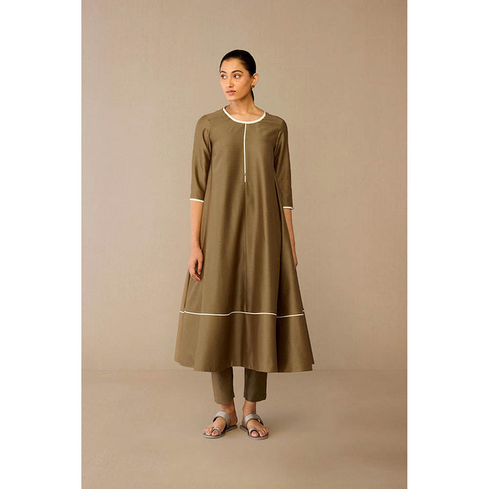 AMPM Erisha Taupe Anarkali Kurta with Pant and Dupatta