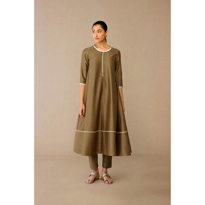 AMPM Erisha Taupe Anarkali Kurta with Pant and Dupatta