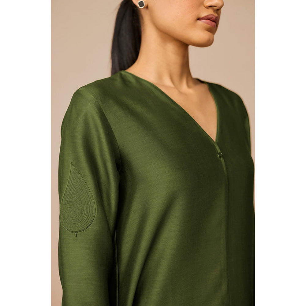 AMPM Tasia Olive Anarkali Kurta with Pant and Dupatta
