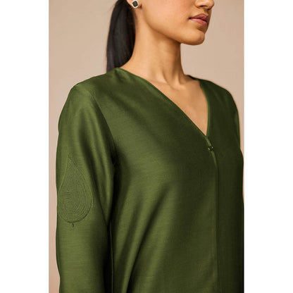 AMPM Tasia Olive Anarkali Kurta with Pant and Dupatta