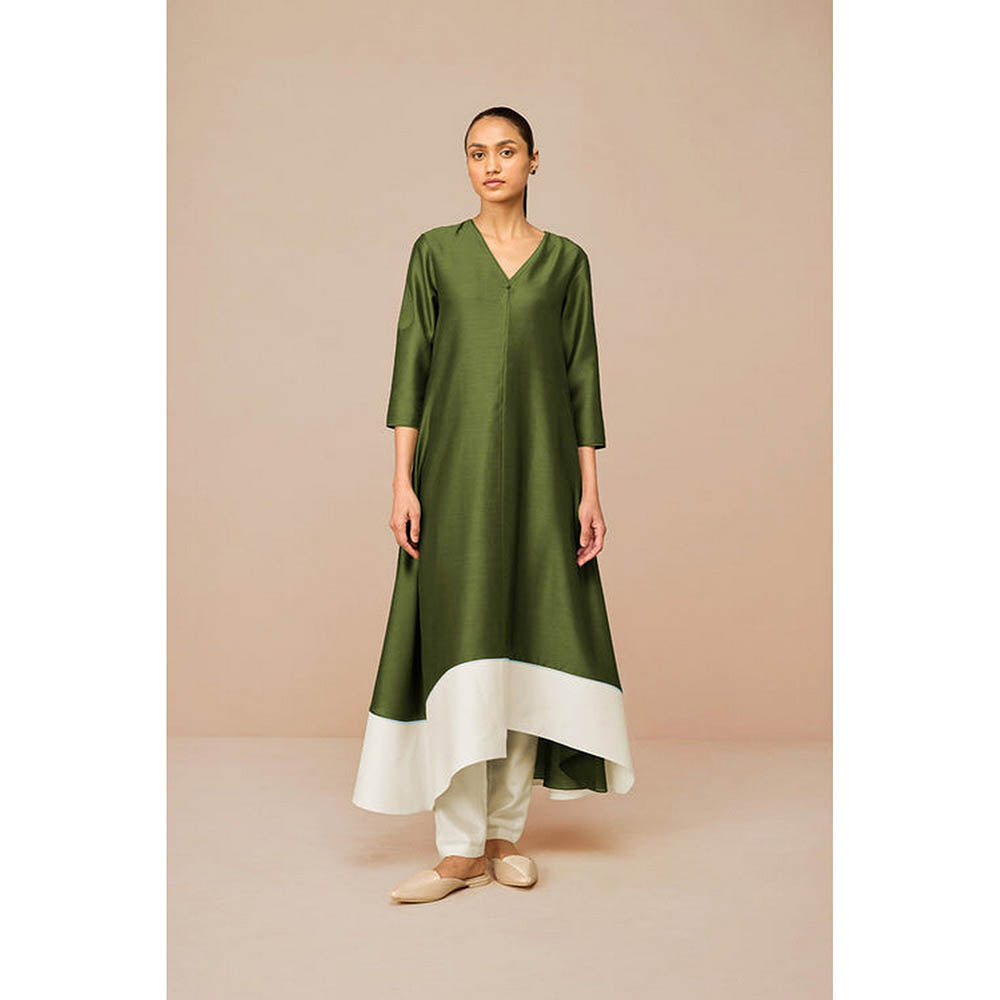 AMPM Tasia Olive Anarkali Kurta with Pant and Dupatta