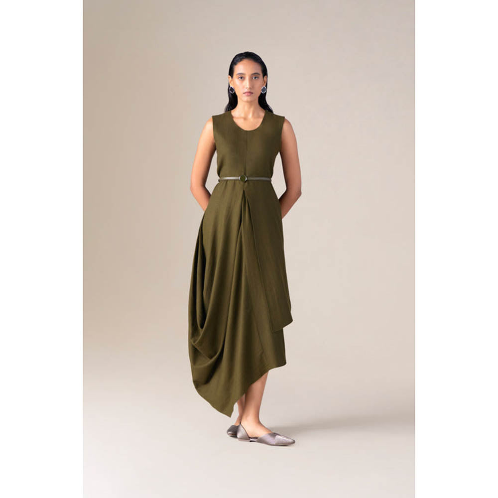 AMPM Women Olive Wool Maxi Dress