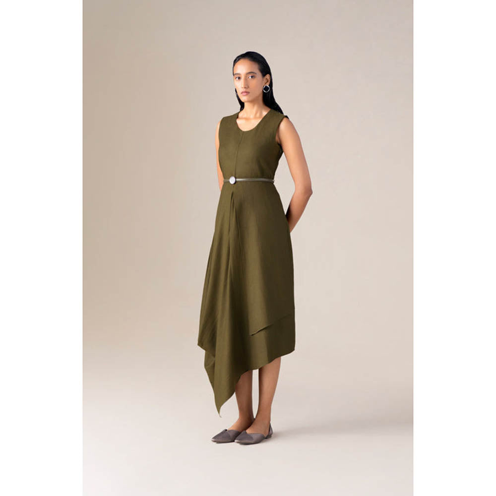 AMPM Women Olive Wool Maxi Dress
