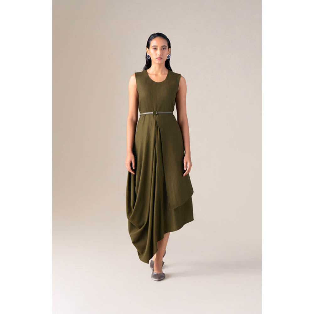 AMPM Women Olive Wool Maxi Dress