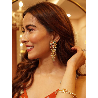 Amreli Jaipur Kundan Pearl Drop Earrings