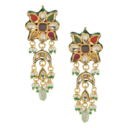 Amreli Jaipur Kundan Pearl Drop Earrings