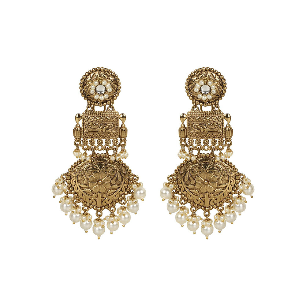 Amreli Jaipur Pearl Gold Earrings