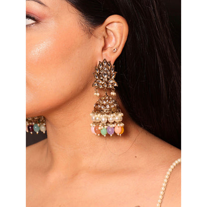 Amreli Jaipur Antique Kundan Jhumkas Earrings