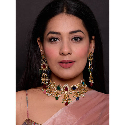 Amreli Jaipur Multi-Color Kundan Choker Jewellery Set