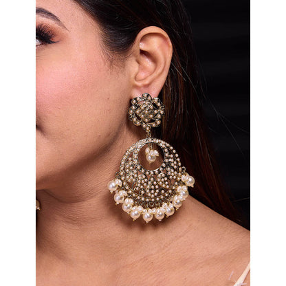 Amreli Jaipur Kundan Pearl Chandbalis Earrings