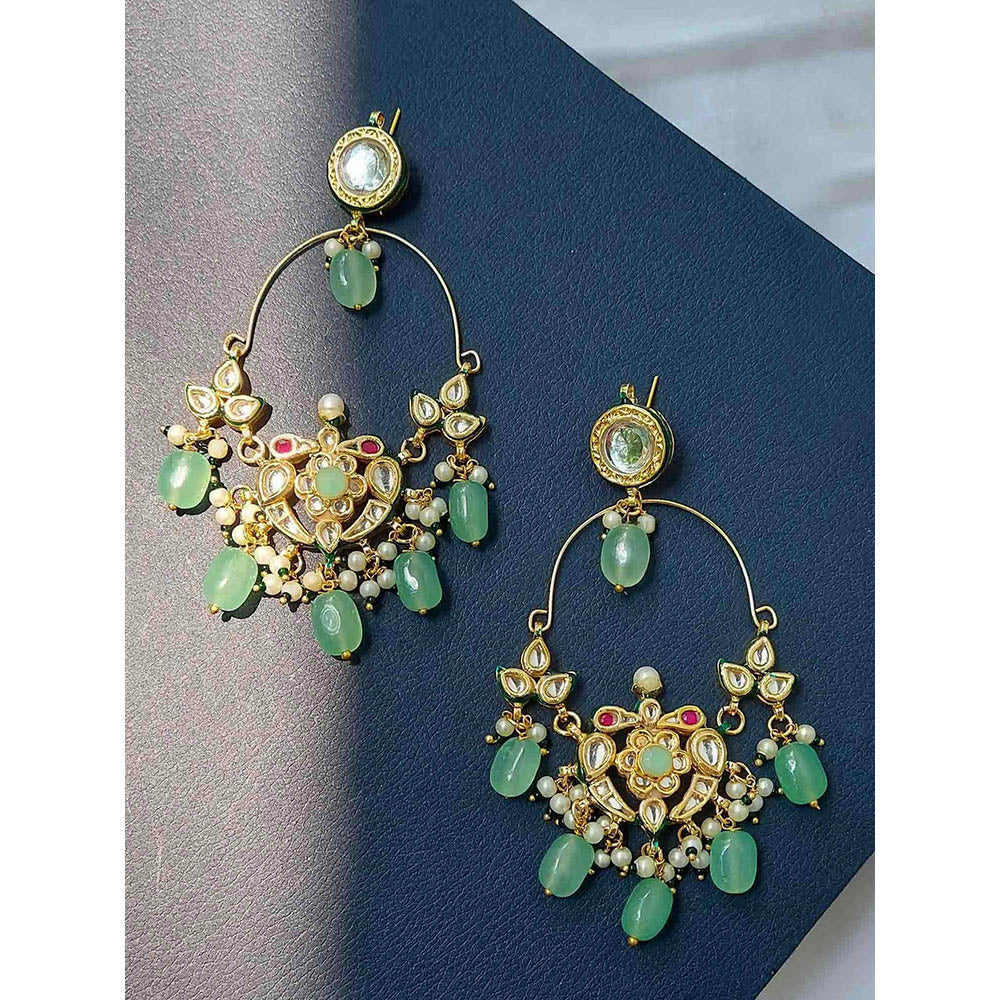 Amreli Jaipur Mint Green Kundan Chandbalis