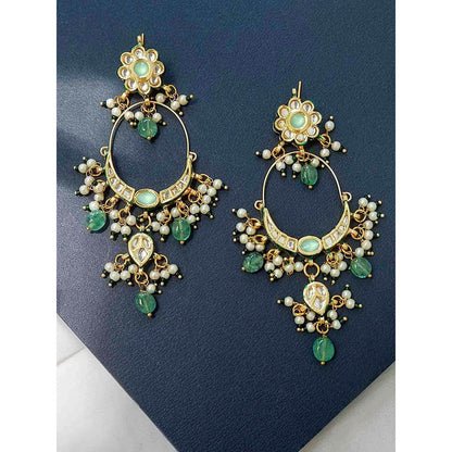 Amreli Jaipur Mint Green Kundan Earrings